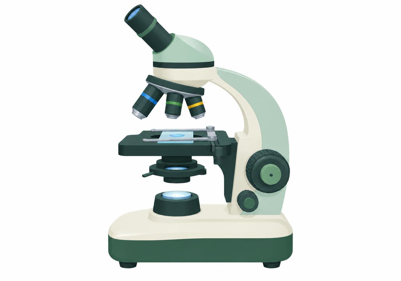 Illustration of a compound light microscope